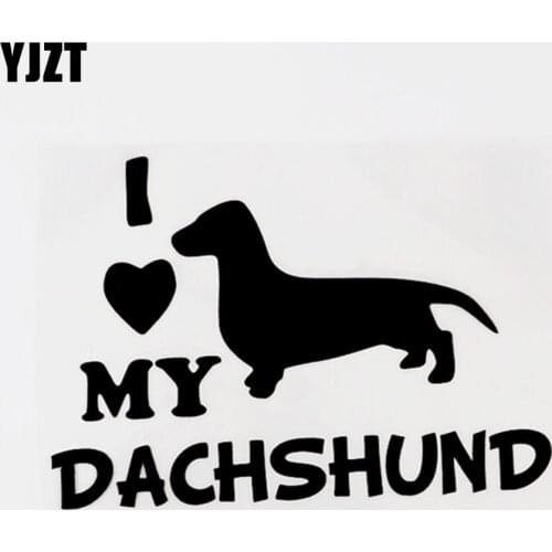 YJZT 15.4CM×10.8CM I Love My Dachshund Vinyl Animal Car Bumper Sticker Decal Black/Silver 8C-0426