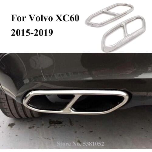 Tail Decorative Box For Volvo XC60 2018 2019 2020 Stainless Steel Exhaust Pipe Cover Trim For XC60 2015-2017 Car Styling