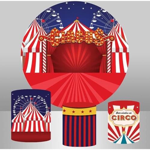 Sensfun Circus Theme Birthday Party Round Backdrop Newborn Children Portrait Circus Carnival Baby Shower Photography Background