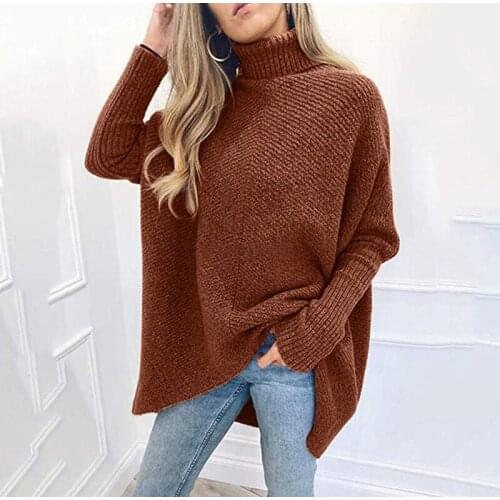 Winter Knitted Warm Turtleneck Sweaters Women Bat Sleeve Loose Sweater Female New Autumn Casual Ladies Pullovers