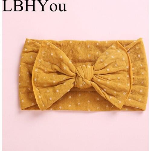 1pcs Newborn Baby Girls Wide Nylon Headbands,Soft Stretchy Bows Nylon Hairbands,Polka Dot Knot Turban Head Wraps