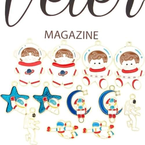 10pcs/pack 22*33mm Universe Enamel Charms Star Moon Astronaut For Necklace Bracelet DIY Fashion Jewelry Accessories Findings New