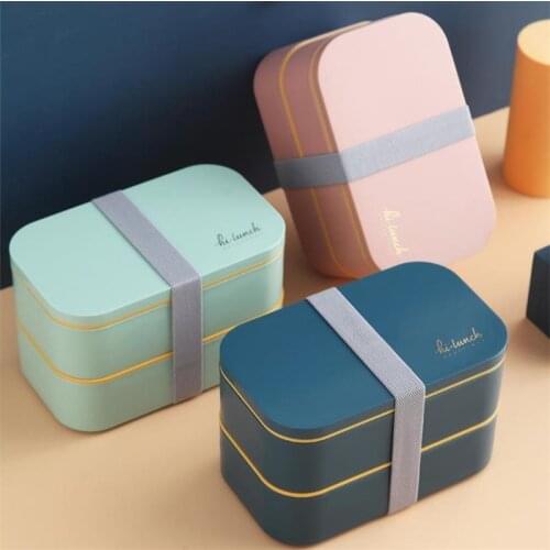 1200ml Microwave Double Layer Lunch Box For Student Office Worker Picnic Heating Portable Lunch Container Freshness Food Storage