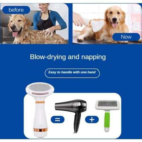 Pet Hair Dryer 2 in 1 Dog Grooming Slicker Brush Home Puppy with Adjustable 2 Temperatures Settings for Small and Medium Cats