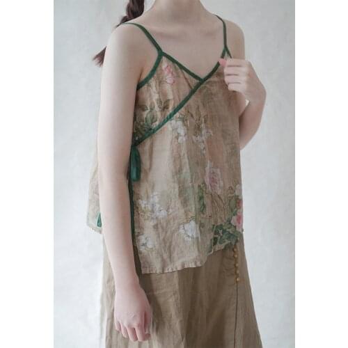 2021 qipao retro sleeveless short women elegant chinese vest one-piece design floral print chinese ethnic style vest coat