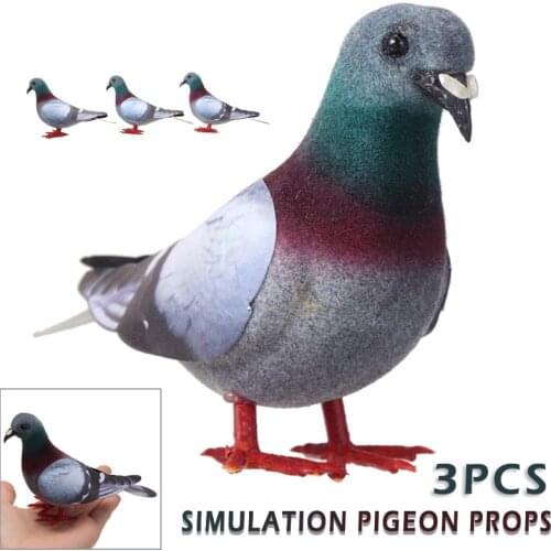 3pcs 13*5*8cm Simulation Pigeons Ornaments Garden Decorative Feathered Birds Doves Miniature Decoration