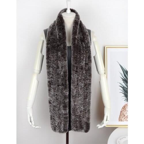 8546123 Fashion Rex rabbit Fur knitting Scarf lady thickening Warm super long Rabbit Fur Scarf neck Extension Natural Fur Shawl