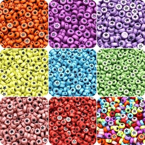 100pcs/Lot 7mm Acrylic Spaced Beads Round Shape star Loose Beads For Jewelry Making DIY Handmade Bracelet Accessories
