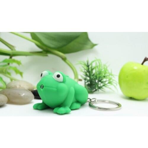 FREE SHIPPPING BY DHL 200pcs/lot 2015 Plastic LED Frog Keychains with Sound Novelty Children Toy Keyrings