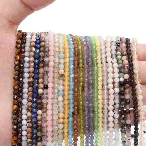 Natural Stone Beads Faceted Jades Lapis Lazuli Crystal Moonstone Tiger Eye Bead for Jewelry Making DIY Bracelet Earring Charms