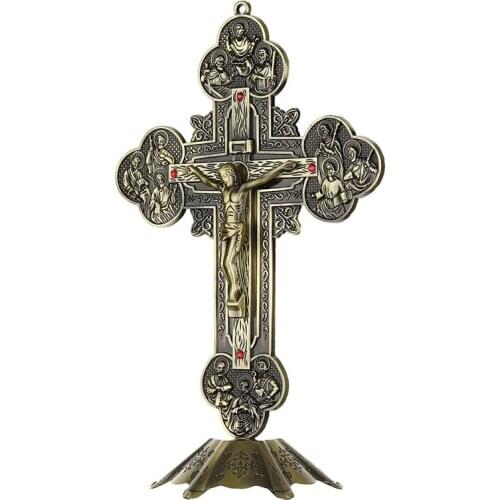 Church Relics Figurines Crucifix Jesus Christ On The Stand Cross Wall Crucifix Antique Chapel Home Decor Accessories