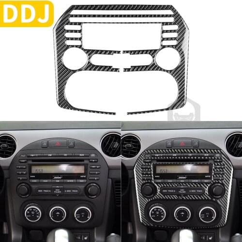 For Mazda MX-5 Miata CD Radio Panel Navigation Display Frame Carbon Fiber Cover Sticker 2009-15 MX5 Roadster Car Accessories