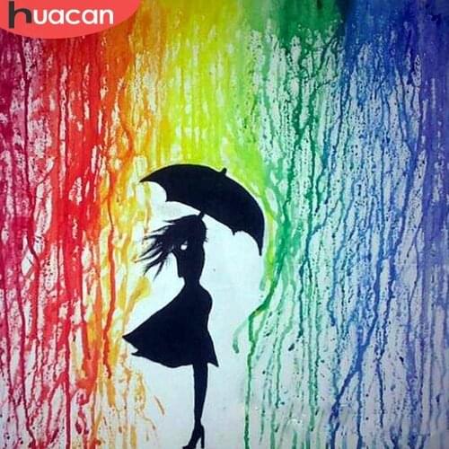 HUACAN Diamond Painting Scenic Full Square Mosaic Silhouette 5D DIY Diamond Embroidery Cross Stitch Rhinestones Decor Home