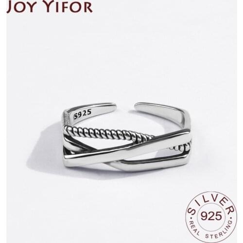 925 Sterling Silver Rings for Women Interwave Vintage Wedding Trendy Jewelry Large Adjustable Antique Rings Anillos