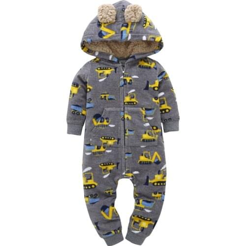 Newborn boy girl hooded rompers baby clothes unisex new born costume romper toddler clothing new born Fleece jumpsuit Babies