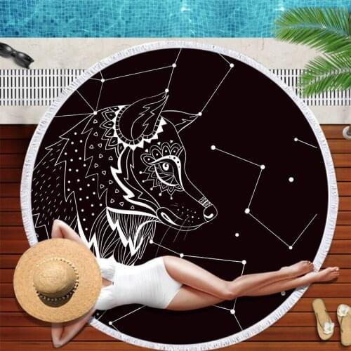 Fashion astrolabium and Letters Series Round Beach Towel Swimming Bath Towel Outdoor Sport Towel 150cm Microfiber Yoga Blanket