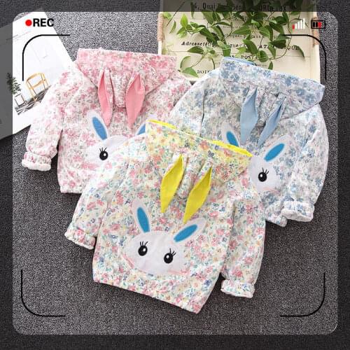 Girls Jackets Childrens Hooded Coat 2021 New Spring Cute Rabbit Baseball Uniform Kids Clothes