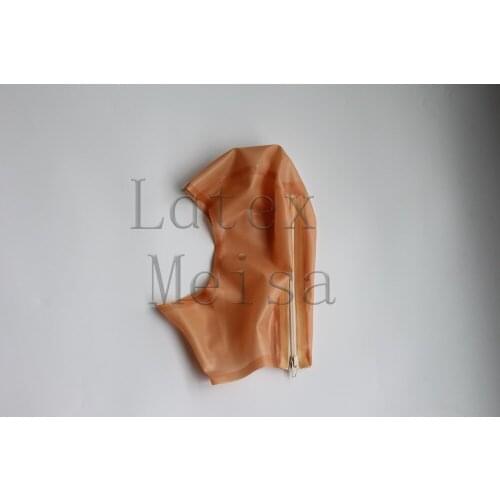 Flesh color latex hood open face with back zip for adults