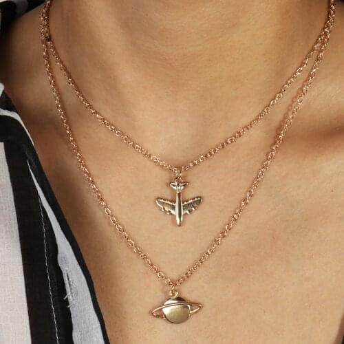 MiFaViPa Jewelry Trendy Plane Necklace Charm Jewelry Air Plane Pendant Necklaces For Men Women Aircraft Jewelry Xmas Gifts