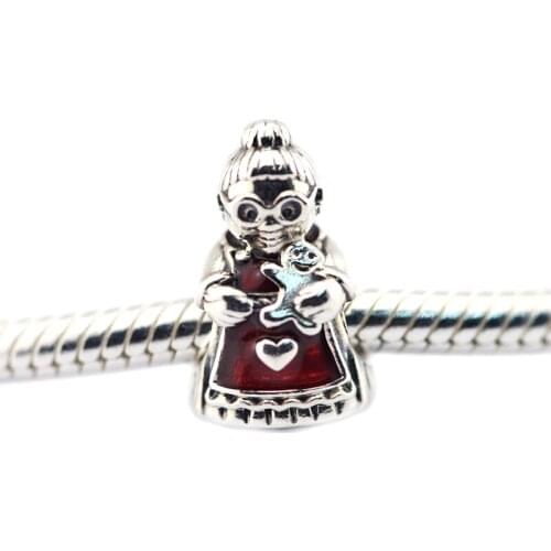 Mrs Christmas With Gingerbread Man Charm Woman DIY Beads For Jewelry Making Sterling Silver Jewelry Fits For Beaded Bracelets
