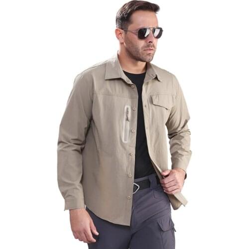 Men Outdoor Tactical Quick Dry Shirt Long Sleeve Waterproof Hiking Clothes Fishing Hunting Shirts Camping Clothing Cardigan Tops