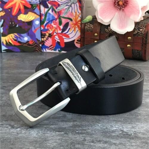 Stainless Steel Belt Buckle Mens Belts Luxury Super Thick Genuine Leather Belt Ceinture Belts Men Leather Waist Belt Men SBT0006