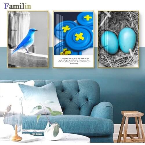 Wall Art Canvas HD Prints Painting Picture Blue Egg Landscape Nordic Posters Nursery Kids Bedroom Decoration For Baby Room