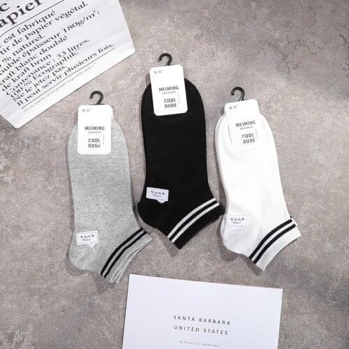 100 Cotton Socks Women Men Unisex Striped Short Socks Fashion Cotton Parallel Bars Sports Socks White Short Sock Hip Hop Sox