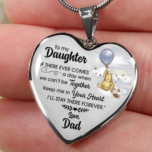 High Quality To My Daughter Heart Pendant Necklace Love Dad Inspirational Pendant Necklace Birthday Graduation Gift To Daughter