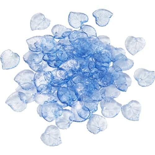 Pandahall 100pcs Transparent Acrylic Leaf Pendants Charms For Earring Necklace Bracelet Making Accessories 15x15x2mm