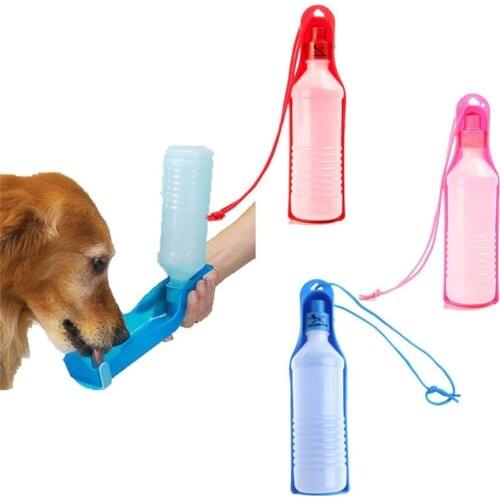 Big 500ML Pet Dog Outdoor Water Drinker Carrier Travel Poppy Dogs Water Feeder Drinking Bottle With Drink Cap Drop Shipping
