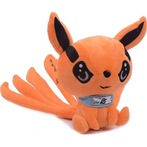 25cm Anime Naruto Kyuubi Kurama Nine-tales Fox Demon Plush Toys Soft Stuffed Dolls Birthday Gift