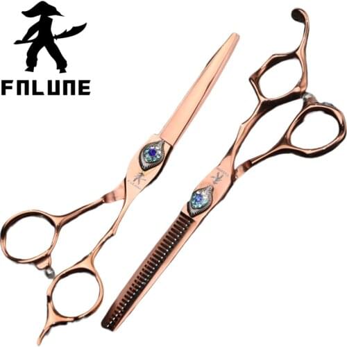FnLune 6 Inch Coffee Professional Hair Salon Scissors Cut Barber Accessories Haircut Thinning Shear Hairdressing Tools Scissors