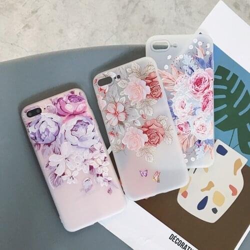 3D Relief Painted Phone Case For iphone 11 Case Flower Silicone Back Cover For iphone X XS 7 8 Plus 6 6s 11Pro Max XR SE 2 Cover