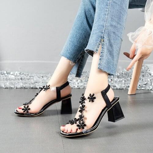 Summer Women Sandals PVC Jelly Crystal Heel Transparent Female High Heels Ladies Pumps Open Toe Rhinestone Sandals Size 34-40