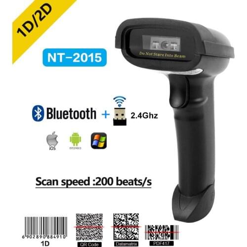 NETUM NT2015 Bluetooth and 2.4Ghz wireless 1D CCD/Laser and 2D QR Bar Code Reader PDF417,Datamatrix for IOS Android IPAD windows