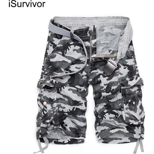 ISurvivor US Size 2021 New Camouflage Loose Cargo Shorts Men Cool Summer Military Camo Short Pants Homme Cargo Shorts