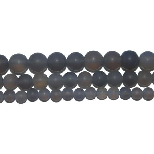 Dull Polish Natural Stone Grey Agates Round Loose Beads 4 6 8 10 MM Pick Size For Jewelry Making DIY Bracelet Necklace Material