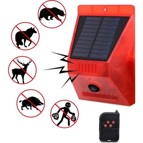 IP65 waterproof Red LED Solar Powered Alarm Lamp Support Solar charge or DC charge