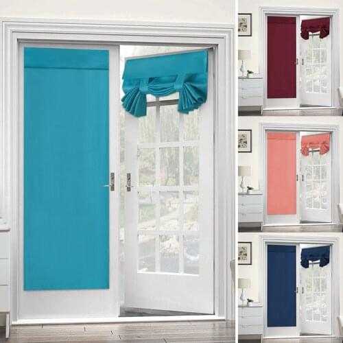 Punch-Free Blackout Door Curtain French Style Soundproof Non-Perforated Door Curtain Solid Color Modern Household Items