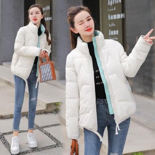 Womens Cotton-padded Jacket Short Puffer Coat Winter 2021 New Plus Size 3XL Stand Collar Winter Jacket Parkas Women