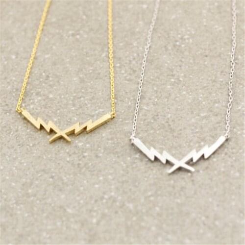 Gold and Silver Thunder Lightning Bolt Pendant choker Necklace for women fashion beautiful gift christmas