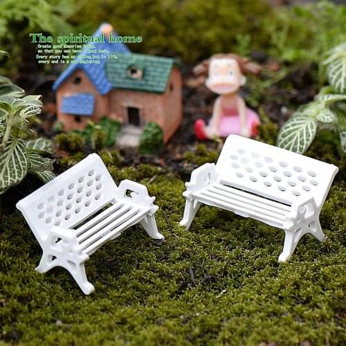 1 Pcs Cute Mini White Bench Fairy Doll Chairs Terrarium Moss Decor Figurines Garden Diy Miniatures Micro Landscape Accessories