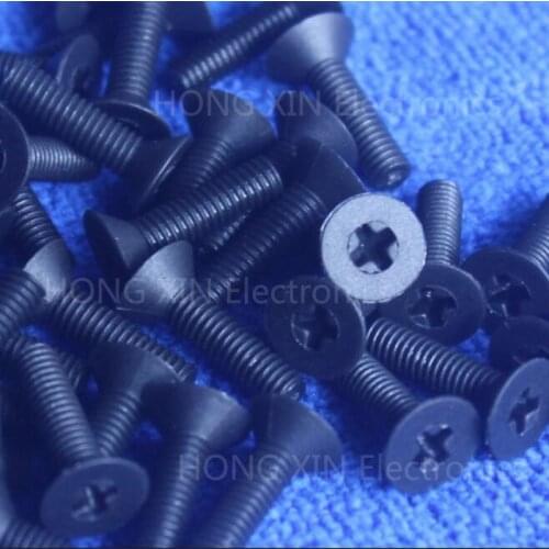 M3*6/8/10/12/15/18/20/25 black 1pcs Nylon Phillips Countersunk Flat Head Screw Plastic Bolt Plastic Fasteners Assortment