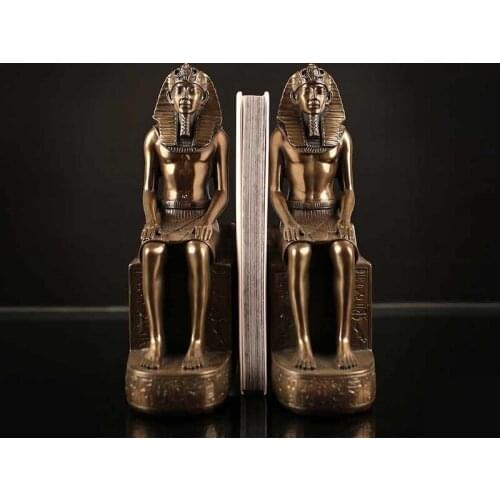 2PCS/SET RETRO ANCIENT EGYPT GOD PHARAOH BOOKENDS STATUE RESIN CRAFTS FIGURE BOOK END SCULPTURE HOME DESKTOP DECORATION R2925