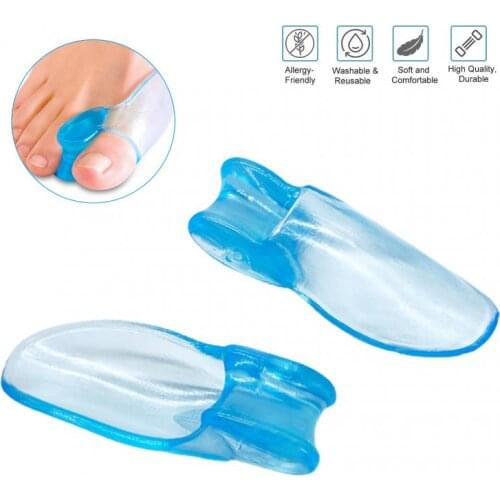 2 Pcs Blue Soft Silicone Toe Separator Big Toe Separator Overlapping Relief Hallux Valgus Pain Bunion Thumb Corrector Tool