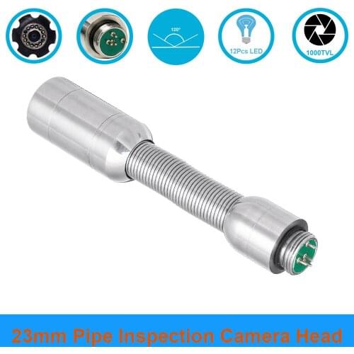 23mm Pipe Camera Head IP68 Waterproof Drain Sewer Inspection Camera Replace Repair 12 LEDs Bendable
