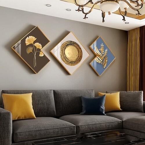 3 Pcs Living Room Sofa Background Wall Decoration Painting Combination Simple Picture Frame Of Crystal Porcelain Wall Painting