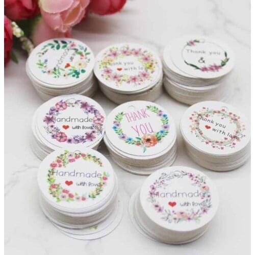 3cm newest flower style Diy thank you gifts hang tag printed Handmade merry christmas gifts party supplies jewelry lables tag