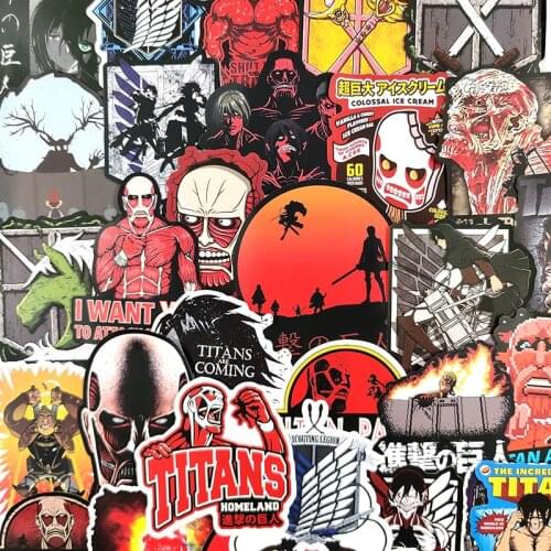 70pcs/pack Attack on Titan Japanese anime Stickers For Refrigerator Car Helmet DIY Gift Box Bicycle Guitar Notebook Skate Trunk